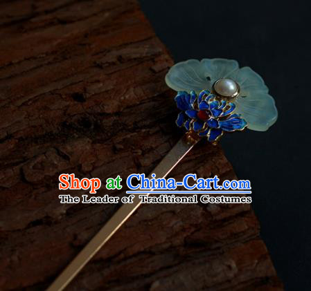 Traditional Chinese Ancient Blueing Lotus Hair Clips Hair Accessories Handmade Hanfu Hairpins for Women
