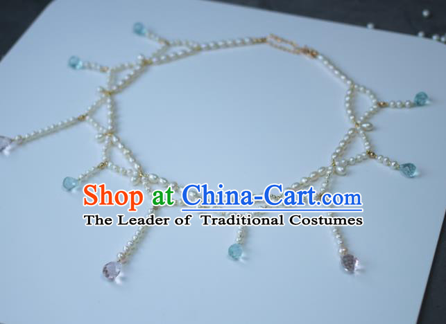 Traditional Chinese Ancient Handmade Pearls Necklace Hanfu Tassel Necklets for Women