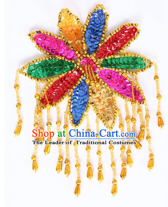 Chinese Traditional Folk Dance Hair Accessories Yangko Colorful Sequins Headwear for Women