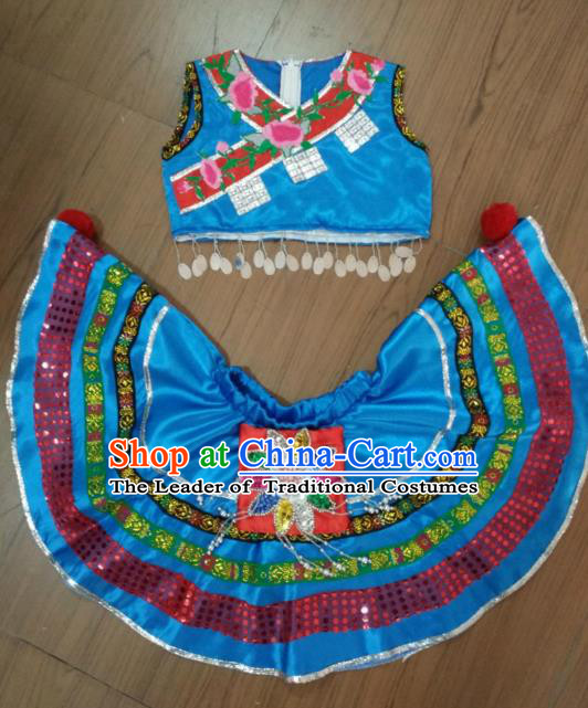 Traditional Chinese Miao Nationality Dance Costume, Folk Dance Yanko Dance Dress for Kids