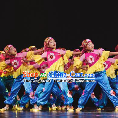 Traditional Chinese Folk Dance Costume, Children Classical Dance Yangge Clothing for Kids