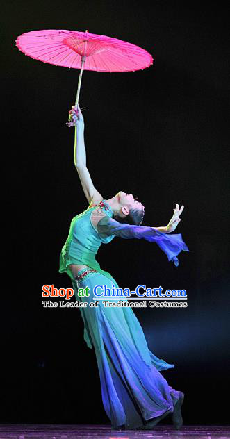 Traditional Chinese Folk Dance Yangko Dance Costume, China Classical Dance Blue Dress Clothing for Women