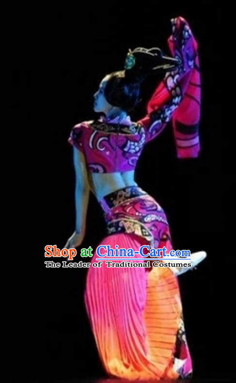 Traditional Chinese Classical Dance Costume, China Folk Dance Stage Performance Dance Dress Clothing for Women