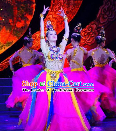 Chinese Traditional Folk Dance Classical Dance Costume, China Stage Performance Dance Clothing for Women