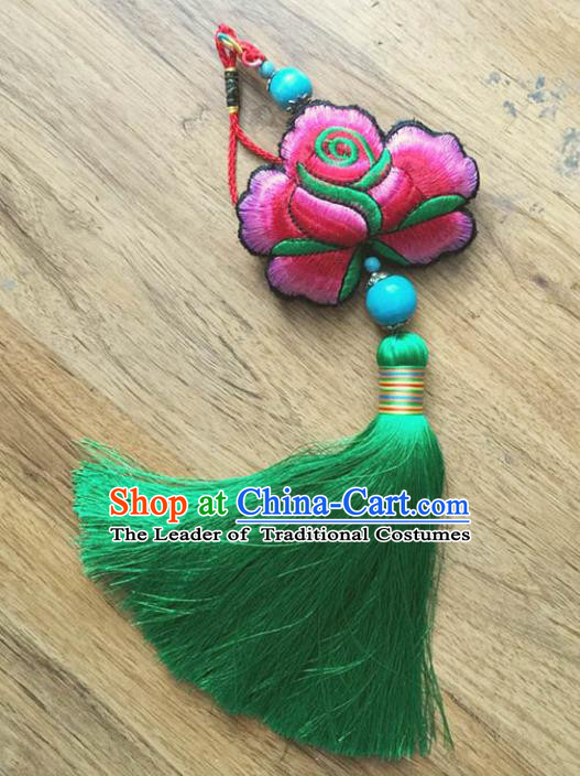 Chinese Traditional Embroidery Pendant Classical Handmade Embroidered Pink Lotus Craft for Women
