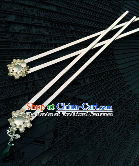 Chinese Traditional Ancient Hair Accessories Classical Hanfu Green Grass Hairpins for Women