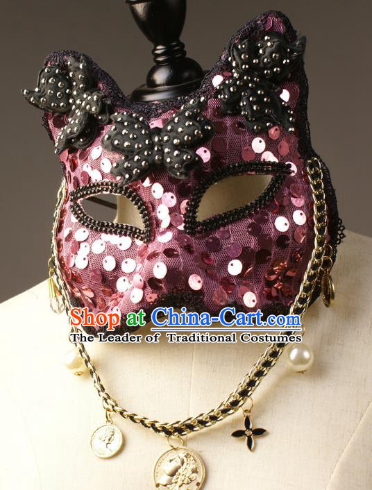 Halloween Exaggerated Purple Face Mask Fancy Ball Props Stage Performance Accessories Christmas Mysterious Masks