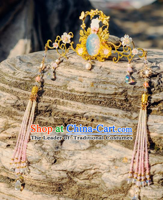 China Ancient Hair Accessories Hanfu Phoenix Coronet Step Shake Chinese Classical Tassel Hairpins for Women