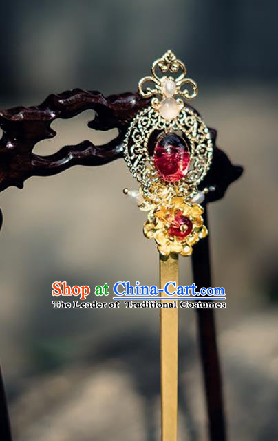 China Ancient Hair Accessories Hanfu Golden Hair Clip Chinese Classical Hairpins for Women