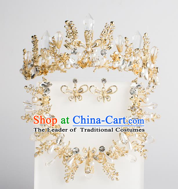 Baroque Bride Hair Accessories Classical Wedding Princess Crystal Imperial Crown Headwear for Women