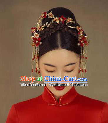 Chinese Traditional Palace Hair Accessories Ancient Hairpins Xiuhe Suit Hair Clasp Phoenix Coronet for Women