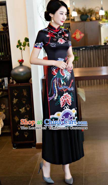 Traditional Ancient Chinese Young Women Cheongsam Dress Republic of China Tangsuit Stand Collar Blouse Dress Tang Suit Clothing