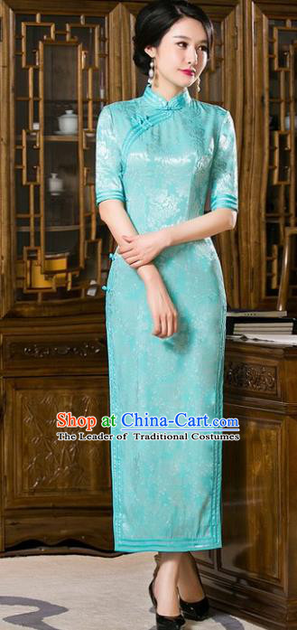 Chinese Traditional Costume Green Cheongsam China Tang Suit Qipao Dress for Women