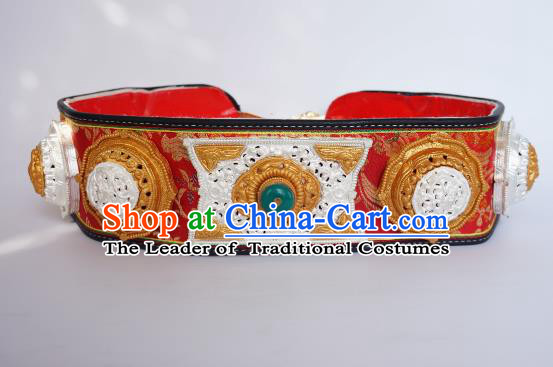Chinese Traditional Zang Nationality Waist Accessories, China Tibetan Ethnic Waistband Belts for Men