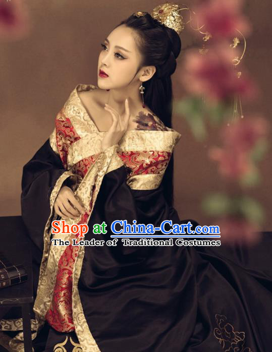 Traditional Chinese Ancient Imperial Consort Costume Tang Dynasty Imperial Concubine Embroidered Clothing and Headpiece for Women