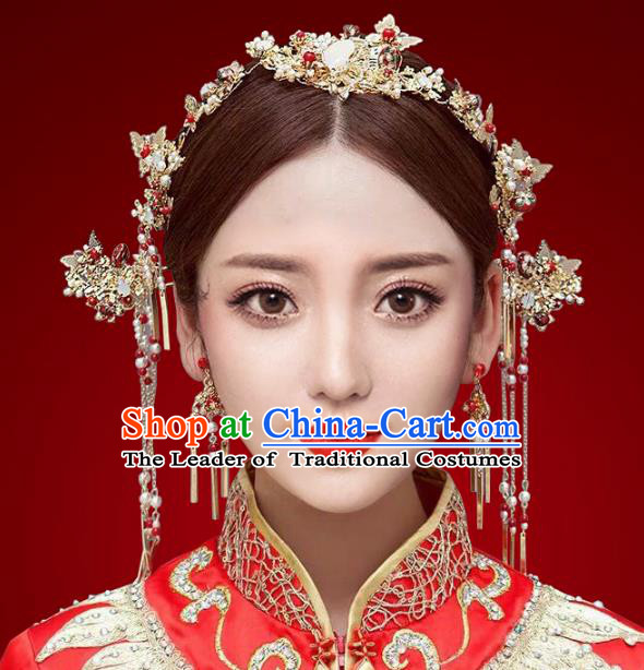Chinese Traditional Hair Accessories Complete Set Ancient Xiuhe Suit Phoenix Coronet Hairpins for Women