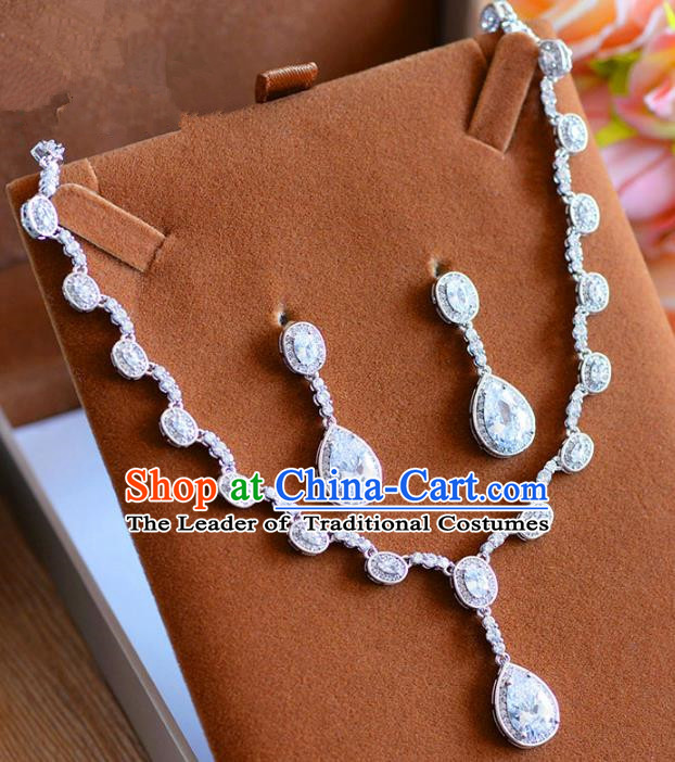Top Grade Handmade Wedding Jewelry Accessories Zircon Necklace and Earrings for Women