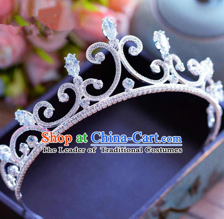 Top Grade Handmade Baroque Crystal Royal Crown Bride Zircon Hair Imperial Crown for Women