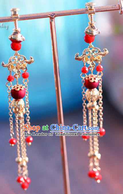 Top Grade Handmade Jewelry Accessories Chinese Ancient Bride Tassel Earrings for Women