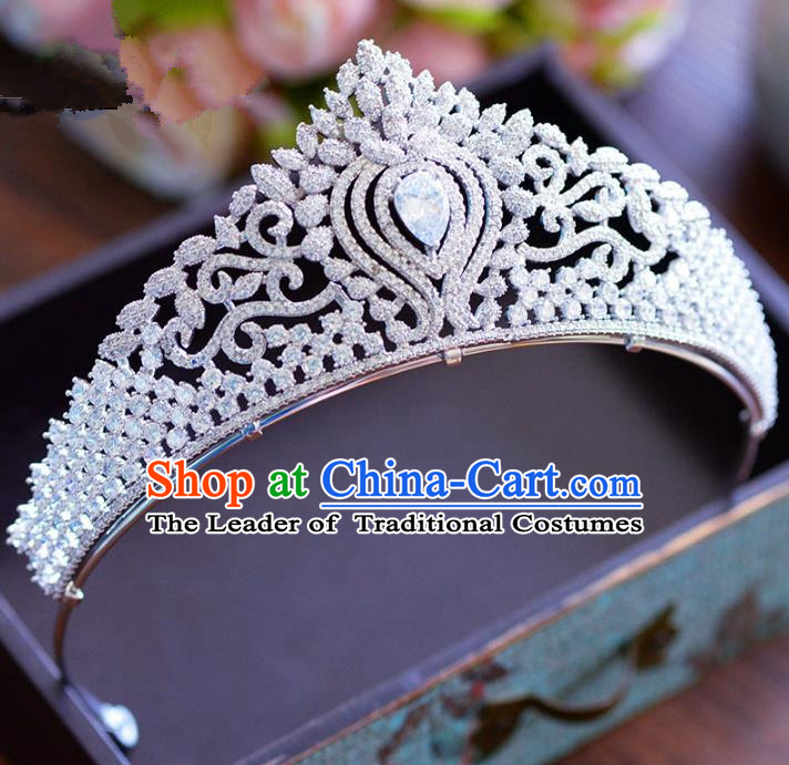 Top Grade Handmade Baroque Hair Jewelry Accessories Crystal Royal Crown Bride Zircon Imperial Crown for Women