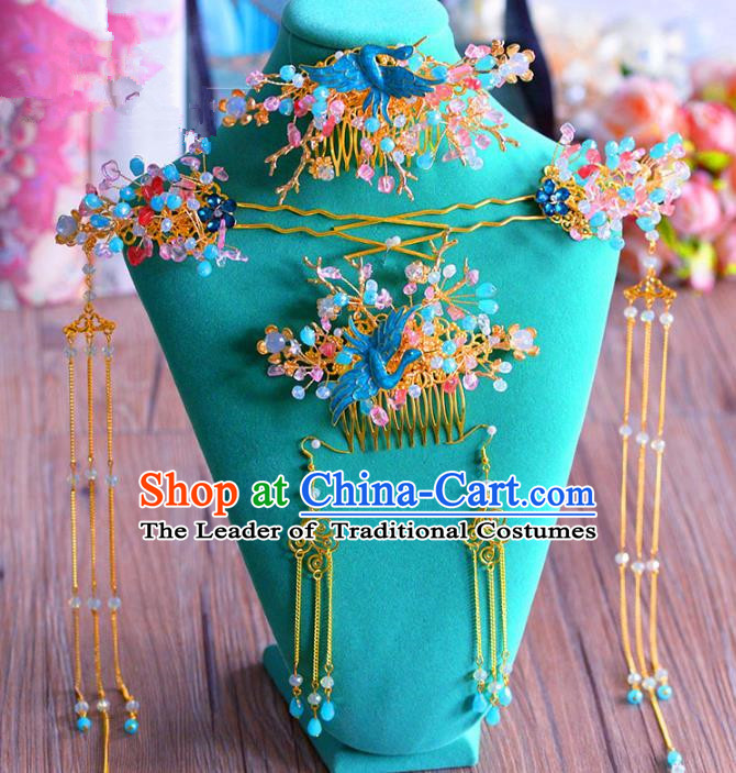 Chinese Ancient Handmade Palace Cloisonne Phoenix Hair Comb Hair Accessories Traditional Hairpins for Women