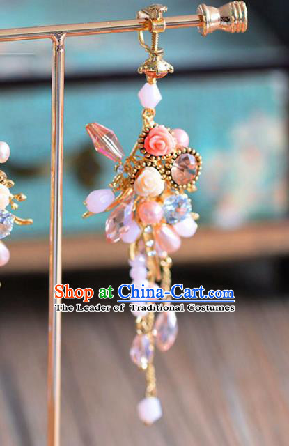 Top Grade Chinese Handmade Wedding Earrings Accessories Bride Pearls Eardrop for Women