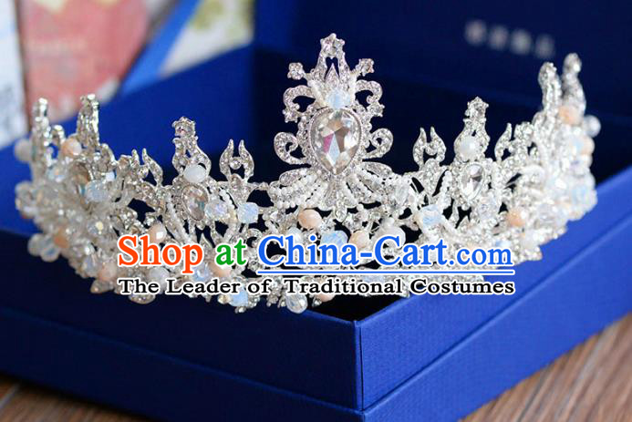 Top Grade Handmade Hair Accessories Baroque Princess Zircon Pearls Royal Crown Headwear for Women