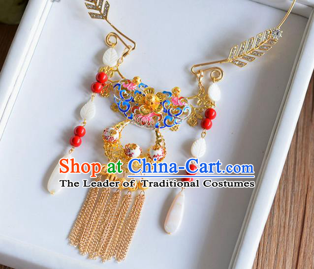 Top Grade Handmade Wedding Accessories Bride Golden Hanfu Necklace for Women