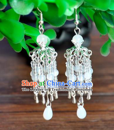Top Grade Chinese Handmade Accessories Hanfu Eardrop Beads Tassel Earrings for Women