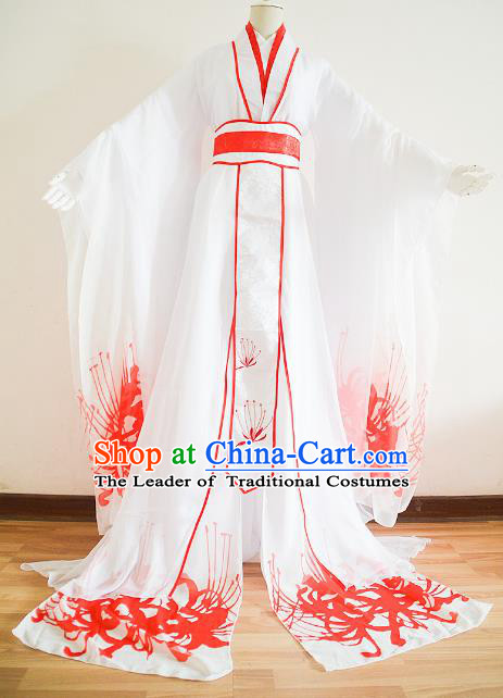 Chinese Ancient Cosplay Palace Princess Costume Jin Dynasty Swordswoman White Hanfu Dress for Women