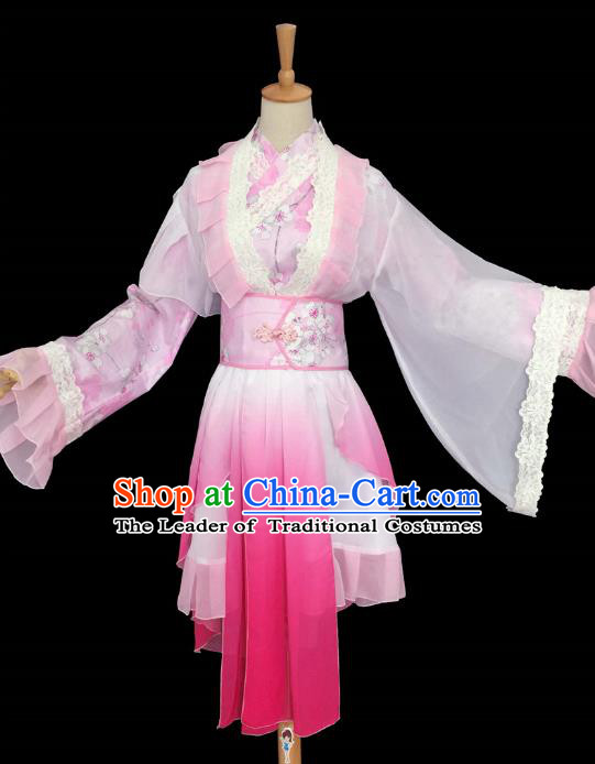Chinese Ancient Cosplay Swordswoman Costume Traditional Song Dynasty Princess Pink Hanfu Dress for Women
