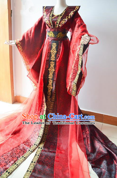 Chinese Traditional Han Dynasty Queen Hanfu Dress Ancient Empress Trailing Costume for Women