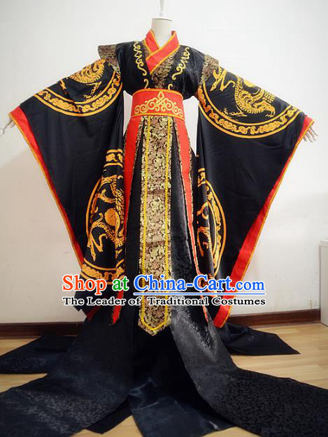 Chinese Qin Dynasty Emperor Hanfu Ancient King Swordsman Traditional Clothing for Men