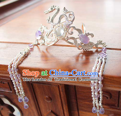 Chinese Ancient Handmade Classical Dragon Hair Coronet Hair Accessories Hanfu Hairpins for Women