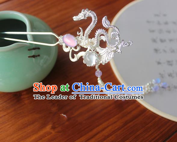Chinese Ancient Handmade Classical Dragon Hair Clip Hair Accessories Hanfu Hairpins for Women