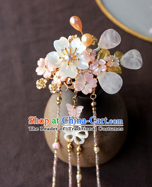 Chinese Ancient Handmade Shell Pearls Hair Claw Classical Hair Accessories Hanfu Hairpins for Women