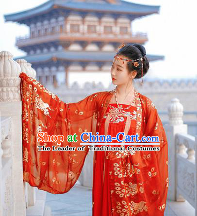 Ancient Chinese Traditional Palace Lady Costume Tang Dynasty Imperial Consort Embroidered Hanfu Dress for Women