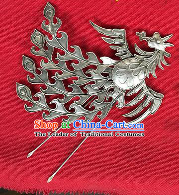Chinese Traditional Miao Nationality Hair Accessories Phoenix Hairpins Headwear for Women