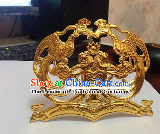 Traditional Chinese Miao Nationality Golden Phoenix Coronet Hanfu Hairpins Hair Accessories for Women