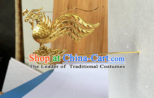Traditional Chinese Miao Nationality Golden Phoenix Hair Clip Hairpins Hair Accessories for Women