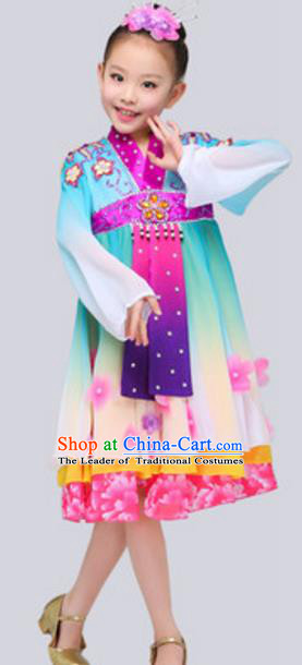 Traditional Chinese Nationality Dance Dress, China Koreans Minority Folk Dance Ethnic Costume for Kids