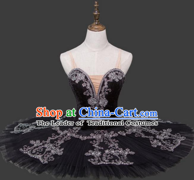 Top Grade Ballet Dance Costume Ballerina Dance Tu Tu Dancewear Black Bubble Dress for Women