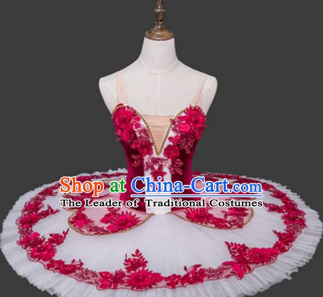 Top Grade Ballet Dance Costume Rosy Bubble Dress Ballerina Dance Tu Tu Dancewear for Women