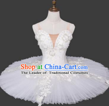 Top Grade Ballet Costume White Bubble Dress Ballerina Dance Tu Tu Dancewear for Women