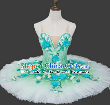 Top Grade Ballet Costume Green Bubble Dress Ballerina Dance Tu Tu Dancewear for Women