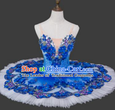 Top Grade Ballet Costume Blue Bubble Dress Ballerina Dance Tu Tu Dancewear for Women