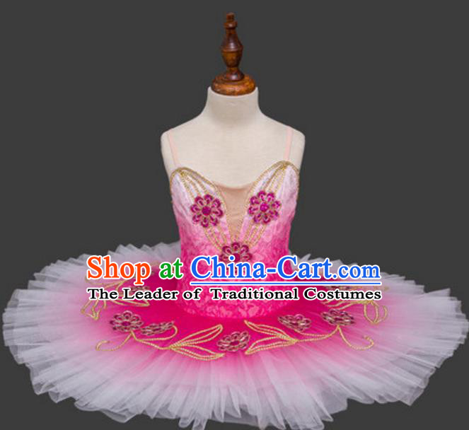 Top Grade Ballet Dance Costume Rosy Bubble Dress Ballerina Skirt Tu Tu Dancewear for Women