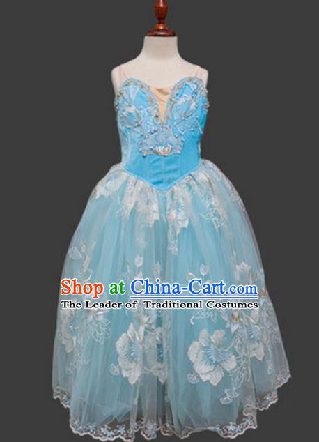 Top Grade Ballet Dance Costume Blue Dress Ballerina Skirt Tu Tu Dancewear for Women