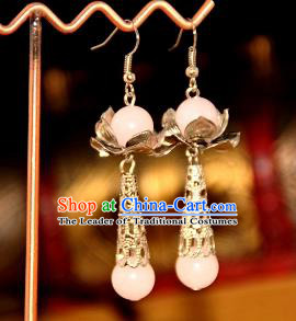 Chinese Traditional Ancient Earrings Accessories Hanfu Pink Eardrop for Women
