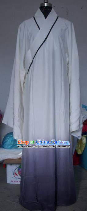 Chinese Traditional Beijing Opera Scholar Costumes Niche White Robe for Adults